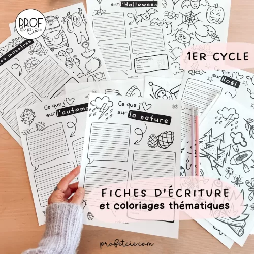 Fiches d'écriture et coloriages thématiques - 1er cycle - Prof et cie