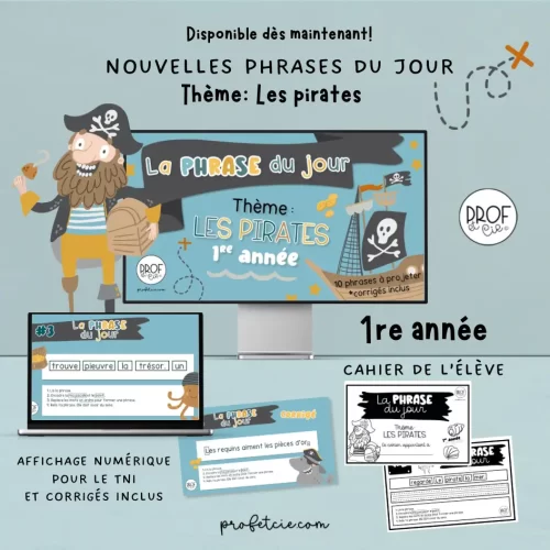 Phrases du jour - thème les pirates - 1er année - Prof et cie