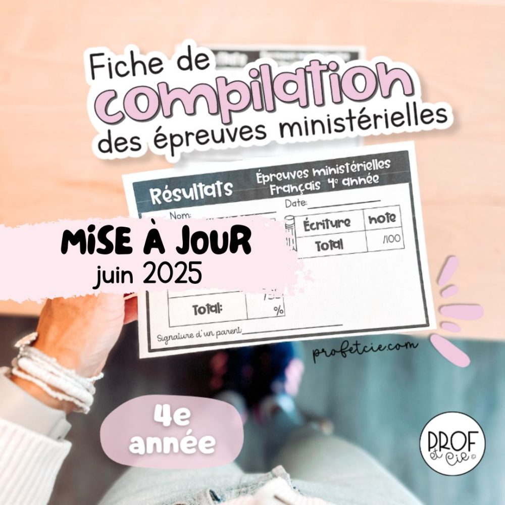 Fiche de compilation des épreuves ministérielles (4e année)