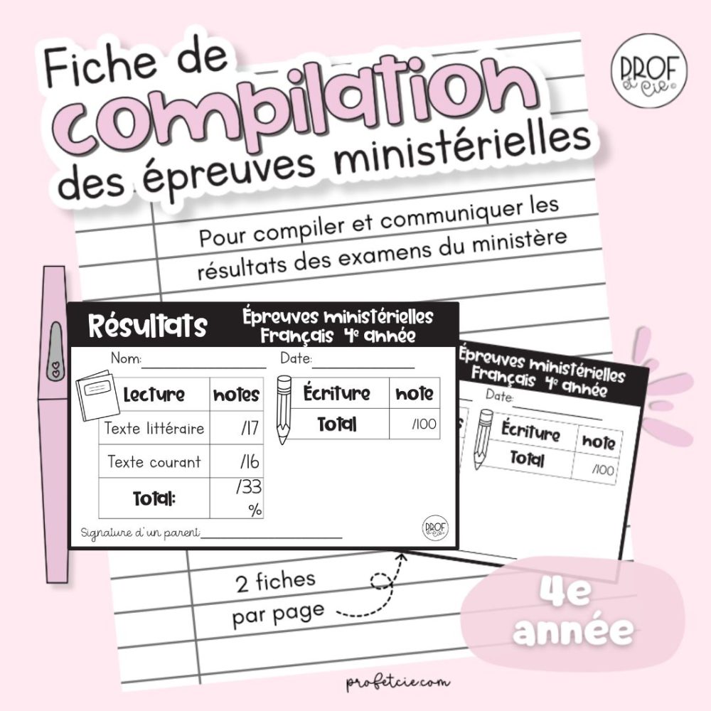 Fiche de compilation des épreuves ministérielles (4e année) – Image 2