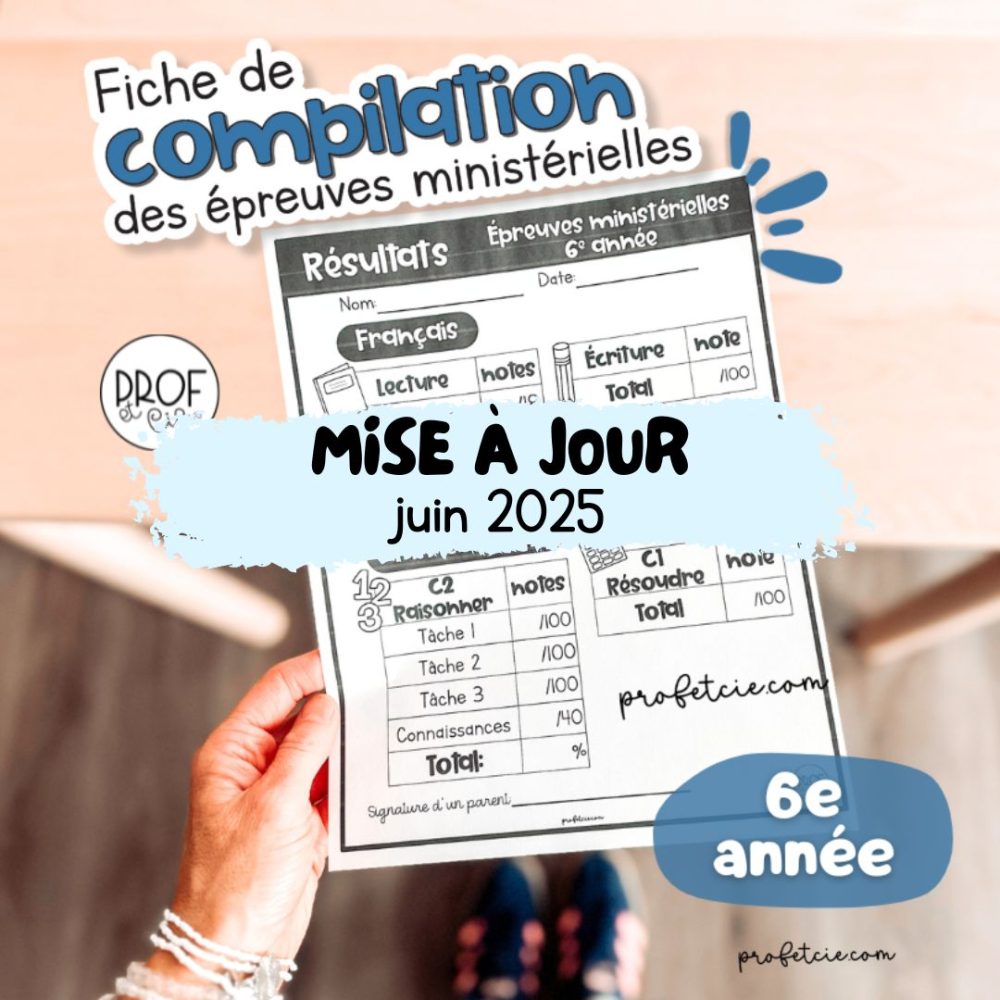 Fiche de compilation pour les épreuves ministérielles (6e année)