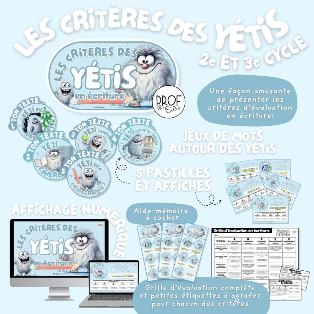 Les critères des YÉTIS en écriture (2e et 3e cycle) – Image 2